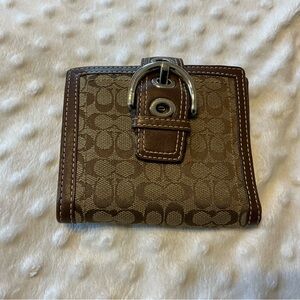 Coach Brown Monogram Wallet with Buckle